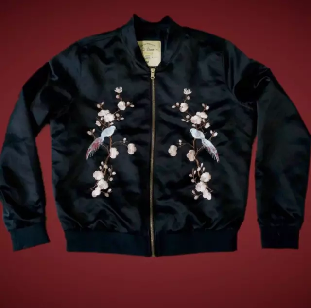 Ci sono black satin floral bomber jacket Medium