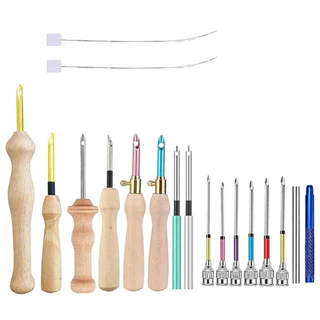 17 piezas Kit de aguja perforadora Kits de bordado aguja perforadora ajustable 2850