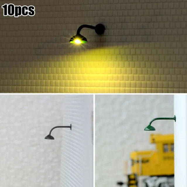 10 Pcs OO / HO Gauge LED Wall Lights Model Street Lamps Railway Lamp Posts