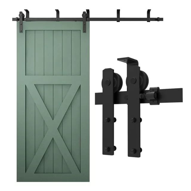 4FT-20FT Sliding Barn Door Hardware Kit Track Roller Closet Ceiling Mount Rail