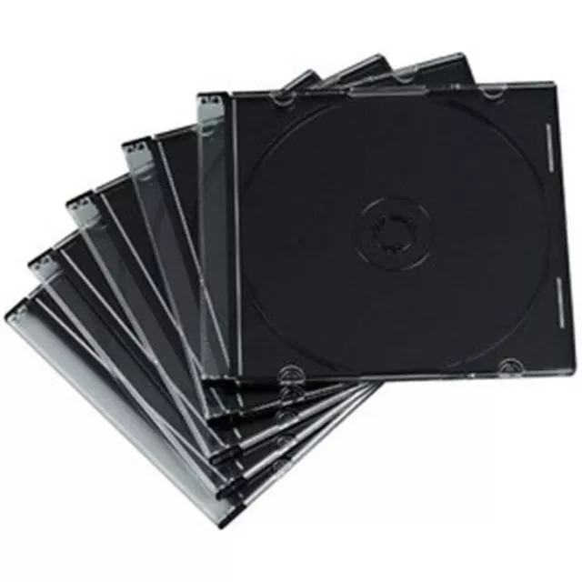 5 X BOITIERS "SLIM" vides transparents avec fond noir pour CD /DVD