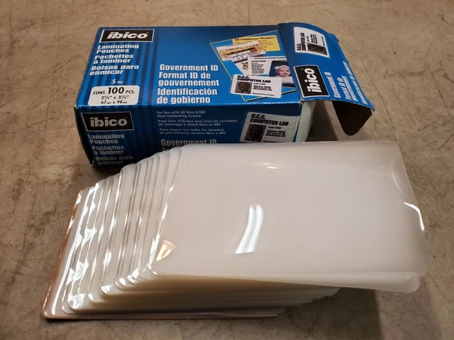 72 ibico 56005 Government ID Type Laminating Pouches, 5 MIL, 2-5/8 x 3-7/8 in