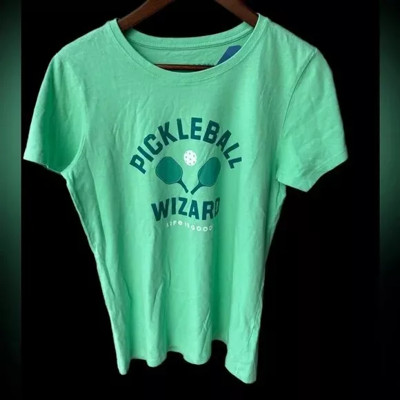 NWT Life is Good Pickleball Wizard Women's Tshirt Short Sleeve Top USA Cotton