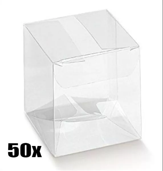 50 PZ Scatola pvc trasparente 10X10X10 cm portaconfetti per BOMBONIERA