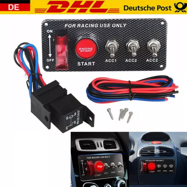 Auto 12V Zündung LED Aus Schalter Panel Motor Startknopf Drücken Toggle KFZ DHL