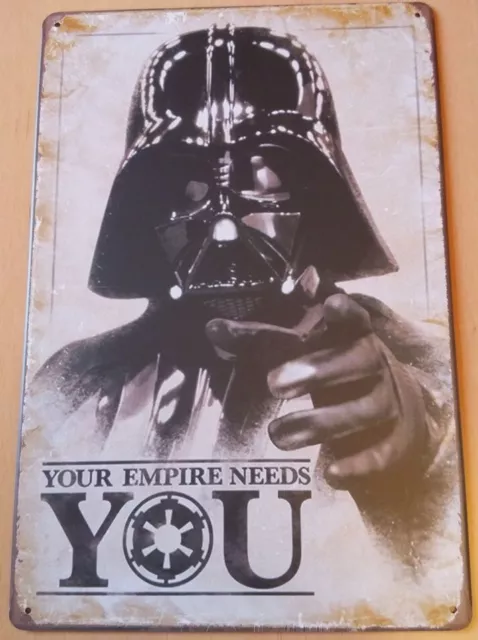 Darth Vader Metal Sign Star Wars Man Cave Space Trek Your Empire Needs You Black 3