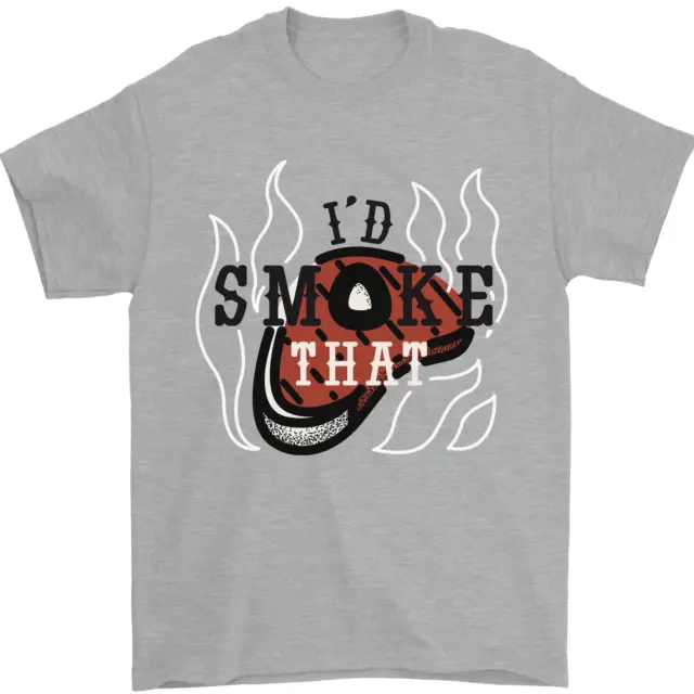 T-shirt da uomo Food I'd Smoke That Funny Chef BBQ Cook cotone Gildan