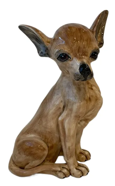 Vintage Ceramic Chihuahua Dog Figurine Life Size 12” Made In Italy Italian 3
