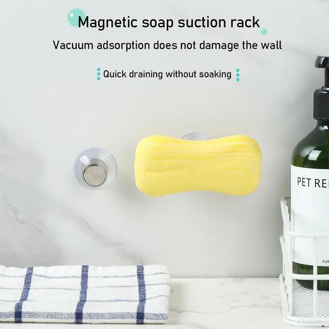Bathroom Soaps Dish Vacuum Suction Cup Magnetic Soap Holders Hanging Rack