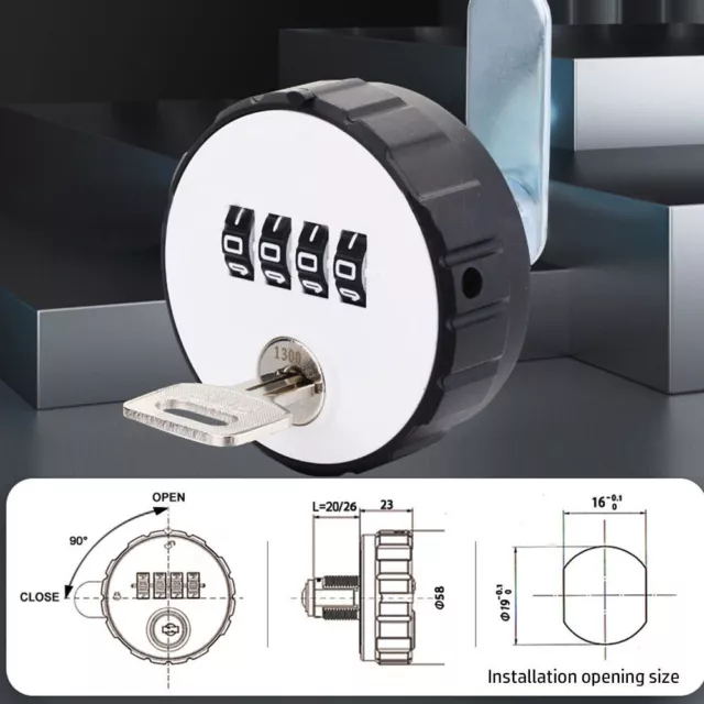 4 Digital Round Padlock with Key Combination Cabinet Cam Lock Drawer Lock