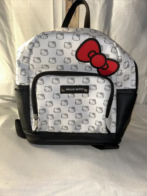 Hello Kitty Faux Leather Sanrio Backpack Purse Carry All Travel Bag Small 10"