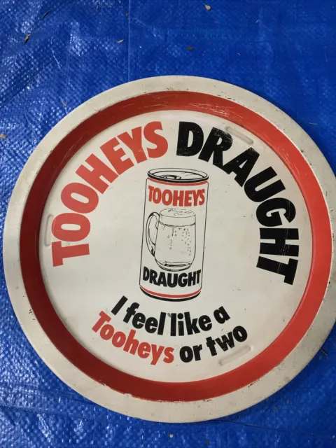 Vintage Rare Tooheys Draught Beer Metal Tray - Mancave - Bar Sign - 32.5cm Diam
