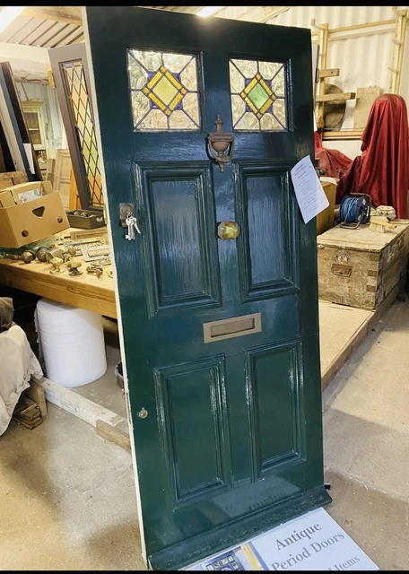 PERIOD 6 PANEL VICTORAN FRONT DOOR - ANTIQUE RECLAIMED - Coloured Leaded Glass