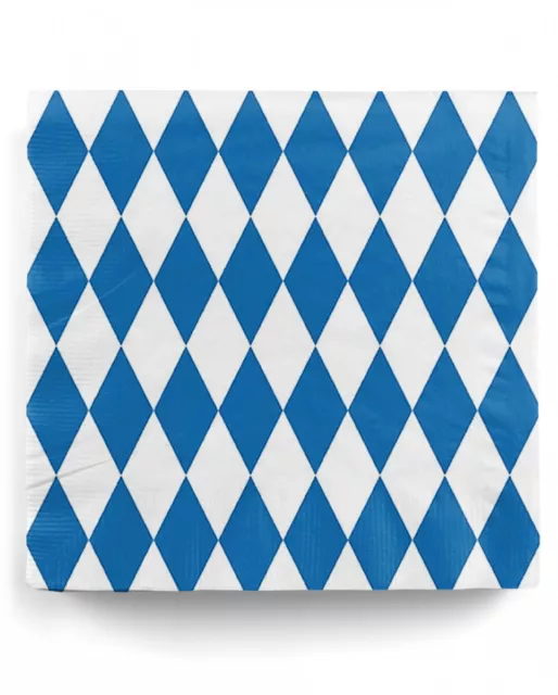 Bayerische Rauten Servietten blau-weiß als Tischdeko für Oktoberfest 20 St.