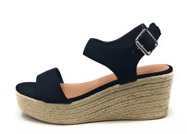 City Classified Womens Luthor Espadrille Wedge Sandal Black Size 8 M US