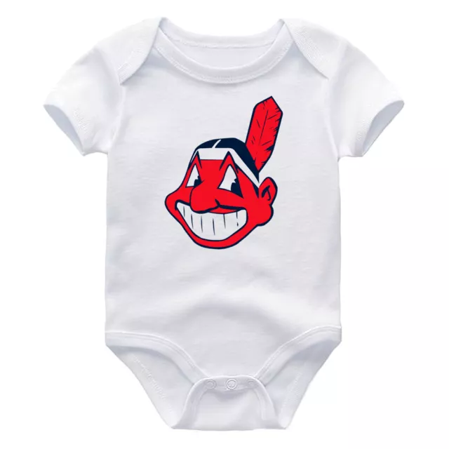 Cleveland Indians Newborn Baby Bodysuit Kids Baseball Outfit Jersey Baby Shower