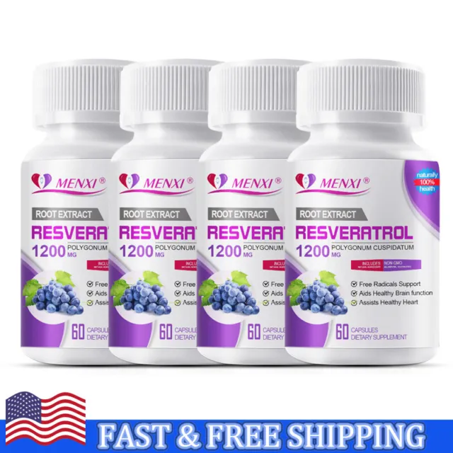 Resveratrol Capsules 1200mg Anti-Aging Antioxidants, Brain Support, Radiant Skin