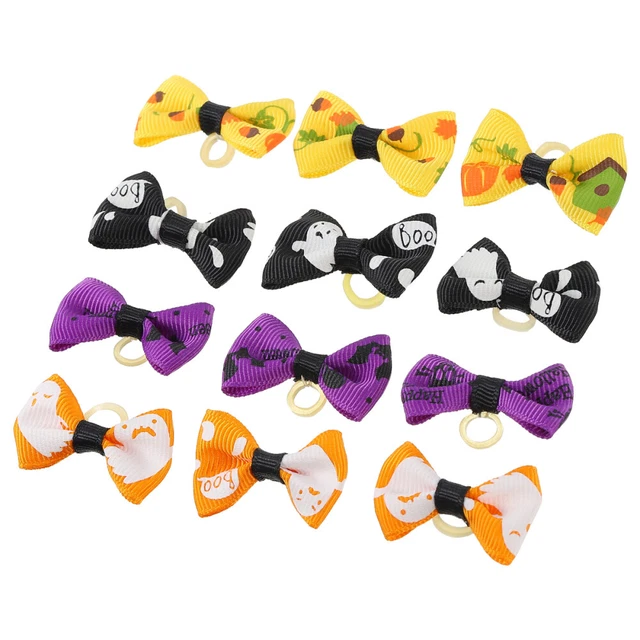 12 un. Arcos para el pelo de mascotas perros diseños de Halloween para cachorros arcos para el pelo accesorios