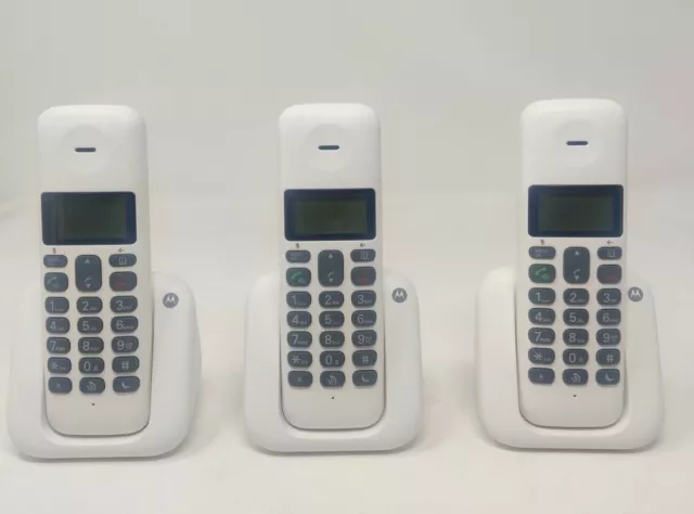 Telefono Cordless Trio DECT GAP Motorola T303 Plus Rubrica Vivavoce Bianco