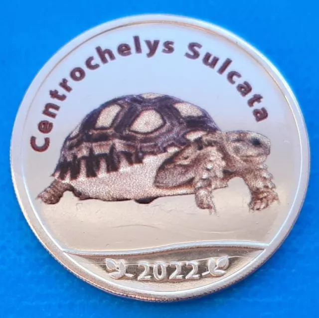 Praslin Island 5 rupees 2022 UNC African Spurred Tortoise Turtle Colorized coin