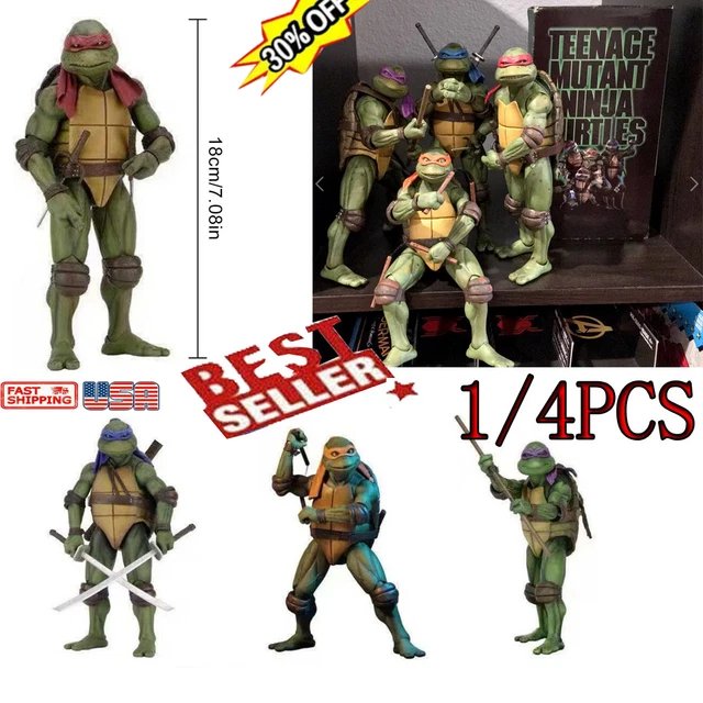 1/4Pcs Neca Teenage Mutant Ninja Turtles 7” Action Figure Statue Gift 1990/Movie