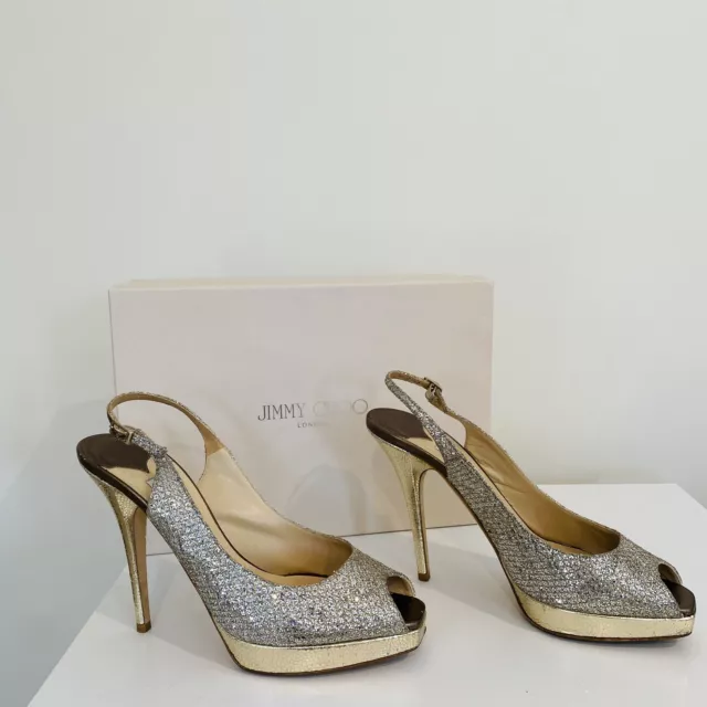 JIMMY CHOO WOMENS shoes size 39.5/ 8.5 AU silver metallic stillettos ...