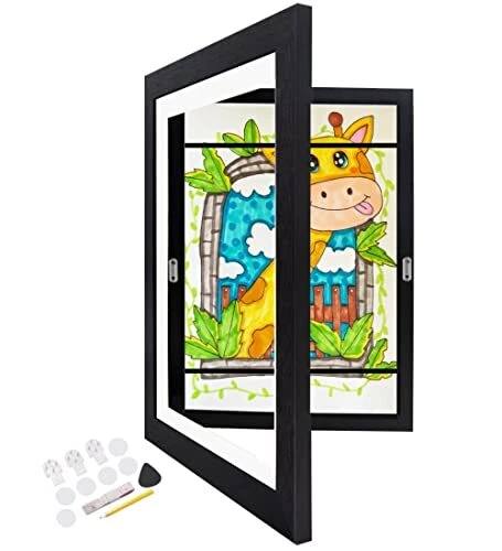 1Pack Kids Art Frame, Front Opening Changeable Kids 1PK-8.3X11.8" Black