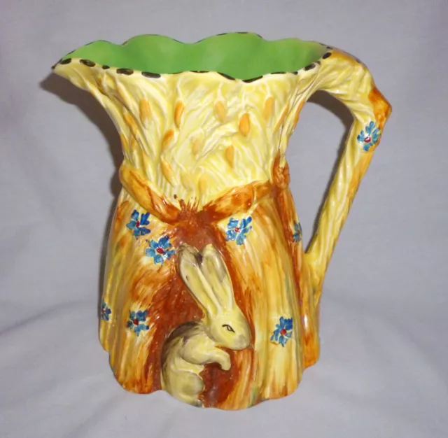 Art Deco BURLEIGH WARE 5076 Blue Cornflowers HARVEST Rabbit 7¼" Jug c.1930's