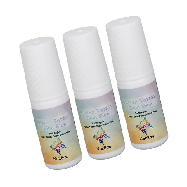 3 piezas 24 ml pegamento para la piel de tatuaje brillo brillo hazlo tú mismo lentejuelas corporales pegamento F GF0