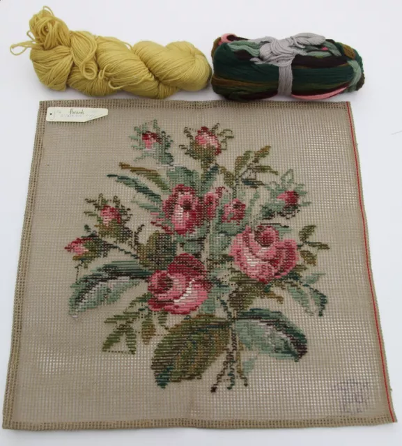 Neu mit Etikett von Harrods Vintage IVO Tramme Wandteppich Nadelspitze Kit Rosen Blumendesign
