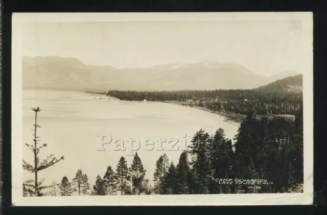 CA Lake Tahoe RPPC 1930 CAMP RICHARDSON & Shoreline MESSAGE El Dorado Co. 11150