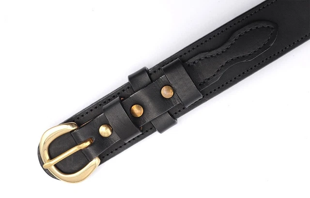 AMISH HAND CRAFTED POLICE DUTY BELT 2 1/4" RANGER BELT 13oz BLK / BRN 30" - 50" 7