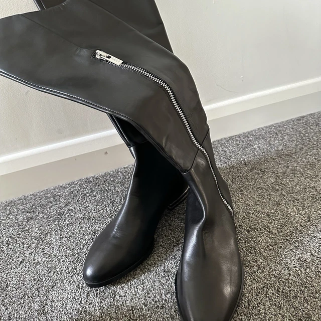 DKNY BLACK LEATHER Knee High Boots 35.00 PicClick UK
