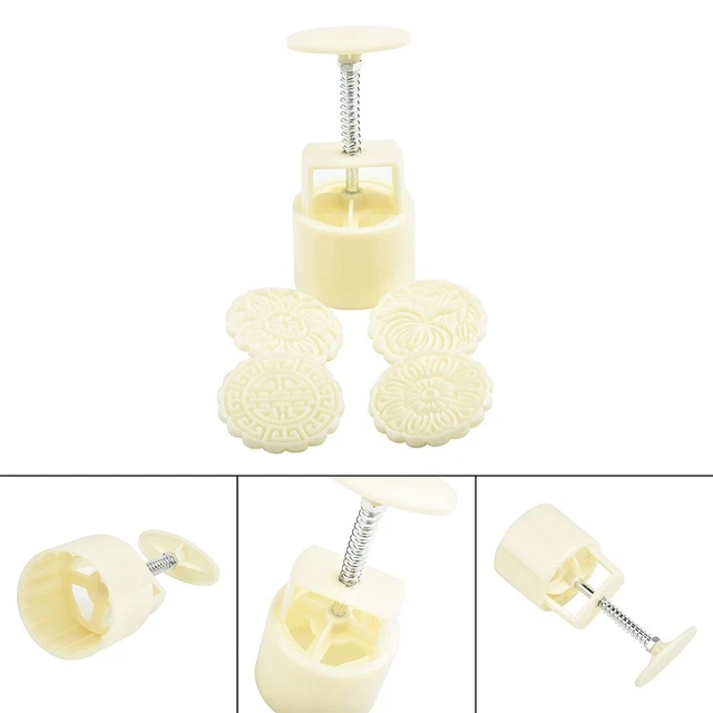 Mondkuchen Stempel Formen Runde Werkzeug Mooncake 100g Weiß Gadget Set