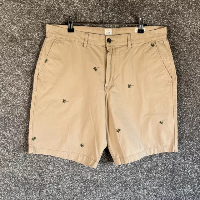 Gap Mens Shorts W35 Beige Khakis Wide Leg Bermuda Zip Up Pockets Casual Travel
