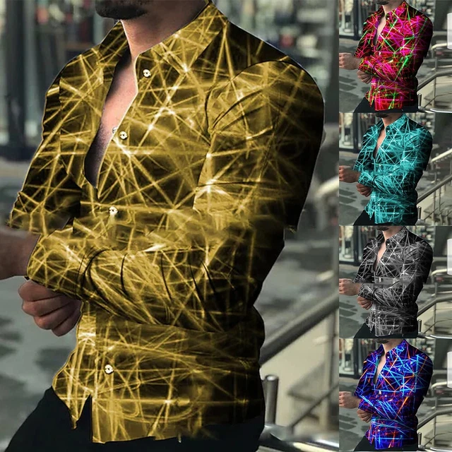 Camicia uomo stampata moda manica lunga con parte anteriore abbottonata design m