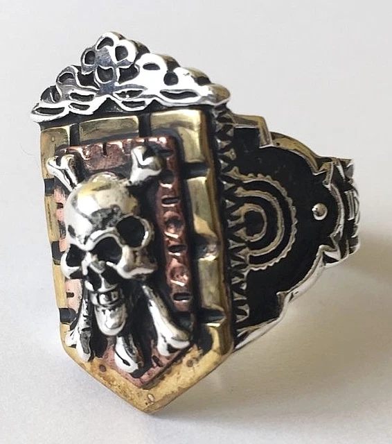 1930S 1940S 1950S Mexican Biker Novelty Art Deco Skull Ring Vintage