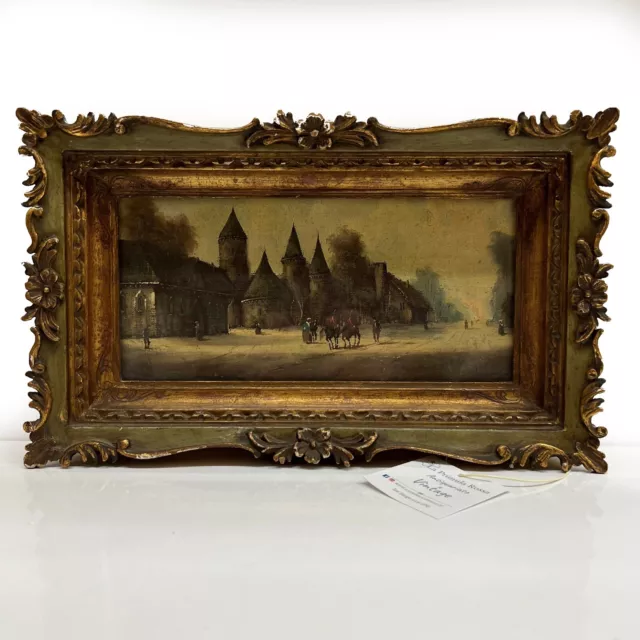 Quadro antico olio su tela 800 dipinto Francese quadretto con cornice in legno