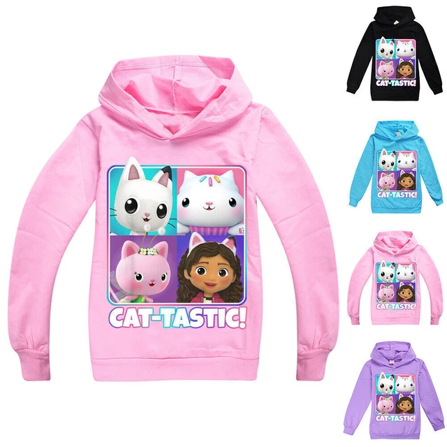 Felpa con cappuccio bambini Gabby's casa delle bambole gusto gatto ragazze casual top con cappuccio