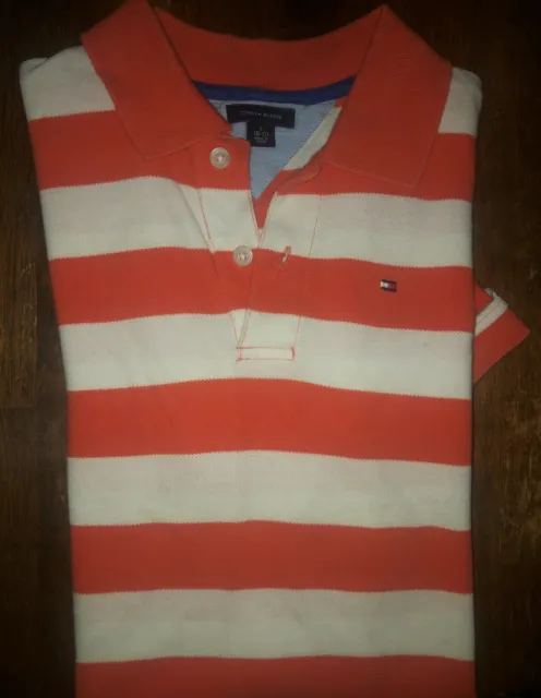Boys Tommy Hilfiger Short Sleeve Striped Polo Shirt Size Small 8-10