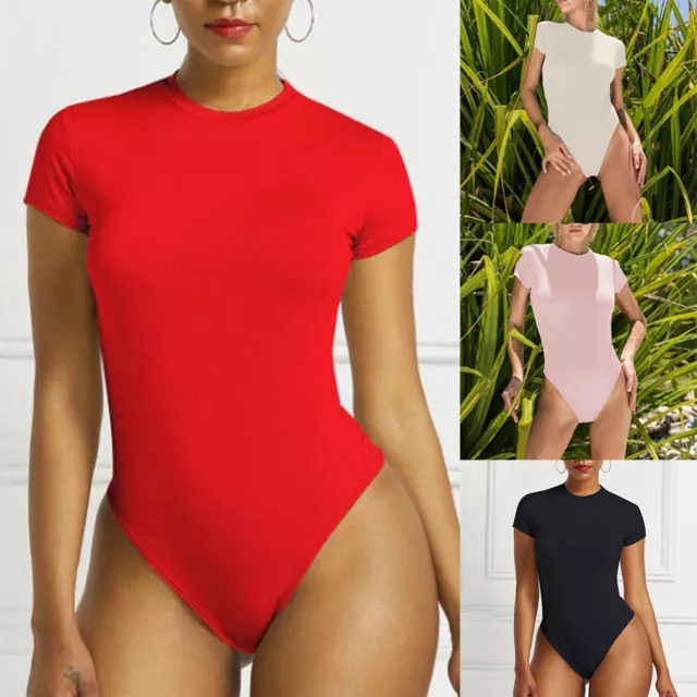 Body string femme couleur unie basique haut à manches courtes pour l'été