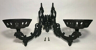 New Early American / Victorian Style 11" Cast Iron Double Wall Bracket Oil Lamp