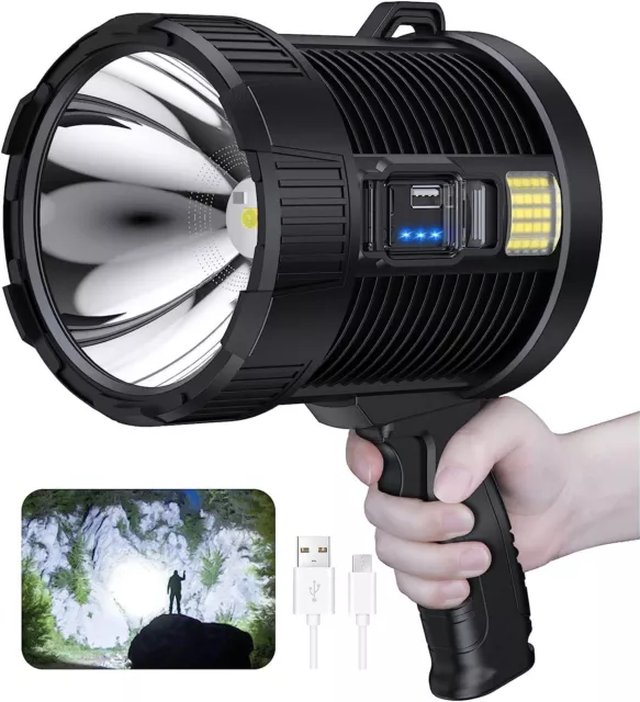 Rechargeable Spotlight Flashlight Super Bright Torch for Hunting Boating Camping