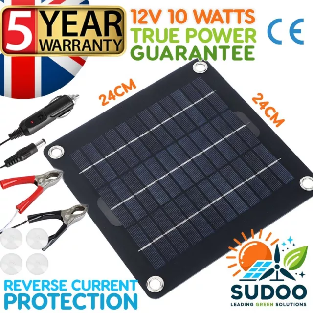 10W 12V Tragbar Mono Solarpanel Trickle Ladegerät Kit Auto Batterie Halter Wohnmobil