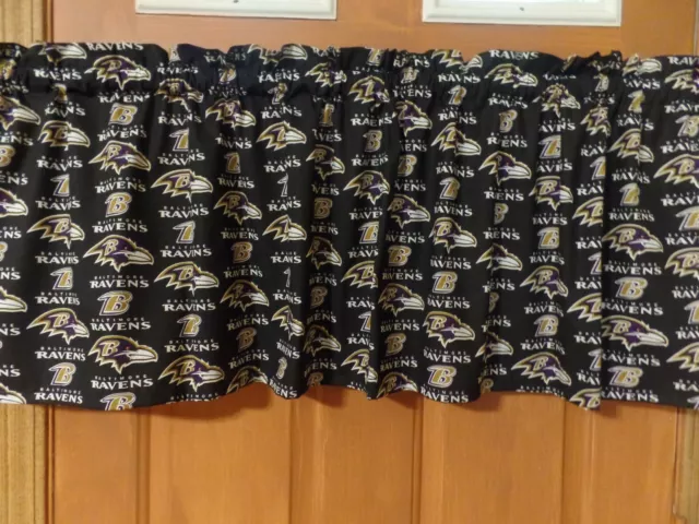 NFL BALTIMORE RAVENS Sports Team Bedroom Curtain Valances, Black/Purple Logos