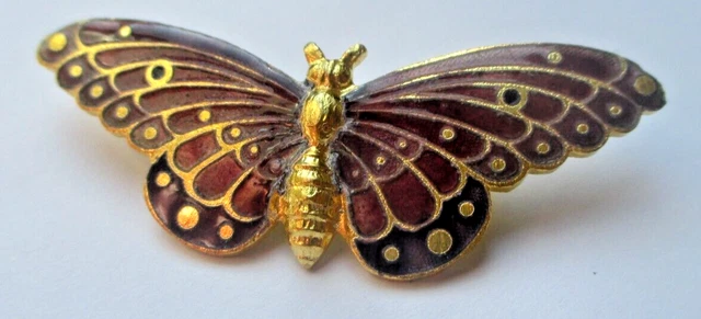 Grande Broche Vintage – Sceptre émail Cloisonné Or, état Parfait