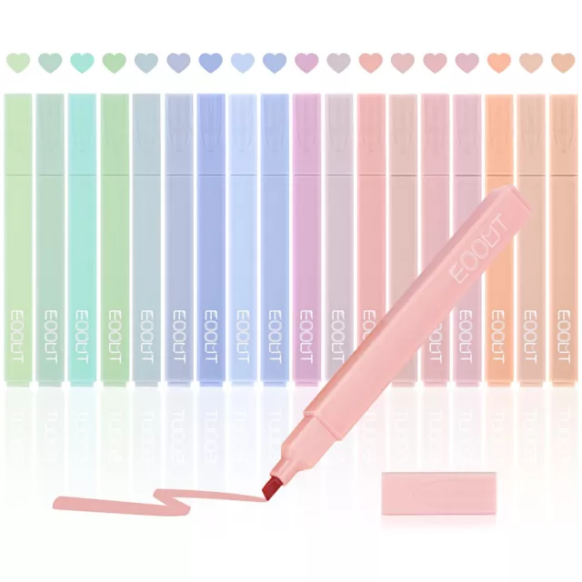 18Pcs Pastel Highlighters Assorted Colors Bible No Bleed Chisel Tip