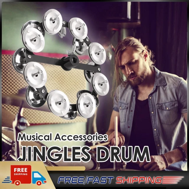Drum Cymbals Hi Hat Tambourine Bells with Row Jingles Percussion Instrument