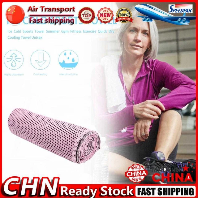 Ice Cold Sports Towel Summer Outdoor Fitness Quick Dry Cooling Towel (Pink) Fr