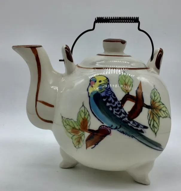 Fred Roberts Co San Francisco Parakeet Budgie Teapot String Holder ..Not Perfect